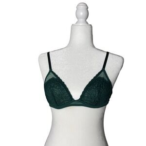 Free People Intimately Green Sheer Lace Triangle Bra Size 32B